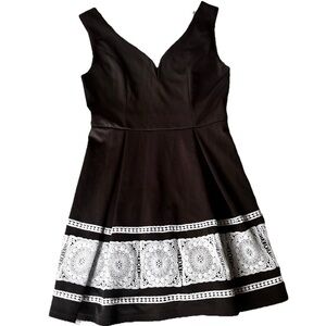 NWT Alya Black Mini Dress with White Lace Trim